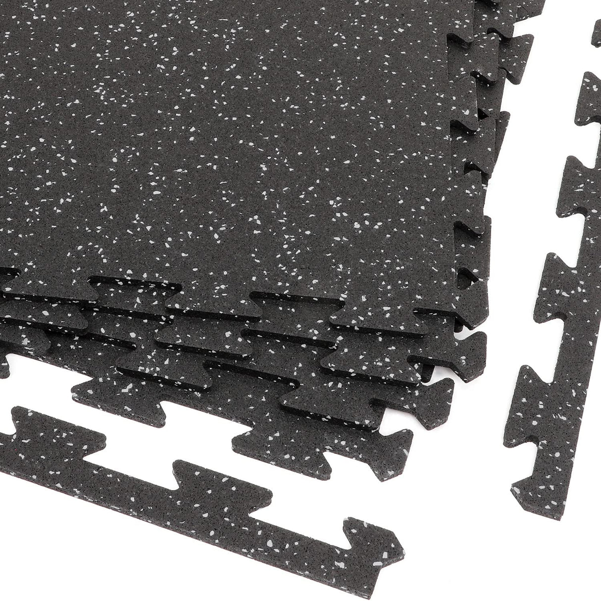 Xspec 8mm (5/16") Heavy Duty All Rubber Gym Mat Flooring Interlocking Rubber Tile, Made in USA, Grey/Black or Blue/Black, 24"X24"X0.3" (4-Pack, 16 sq. ft. Total)
