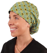 Sparkling EARTH Riley Medical Scrub Caps with Flat Front and Roomy Back - Adjustable Cord Lock Closure - Made in The USA!