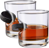 BenShot Rocks Glasses with Hockey Puck Embedded - 11oz | Made in the USA [Set of 2]