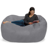 Chill Sack Bean Bag Chair: Huge 6' Memory Foam Furniture Bag and Large Lounger - Big Sofa with Soft Micro Fiber Cover - Red Furry