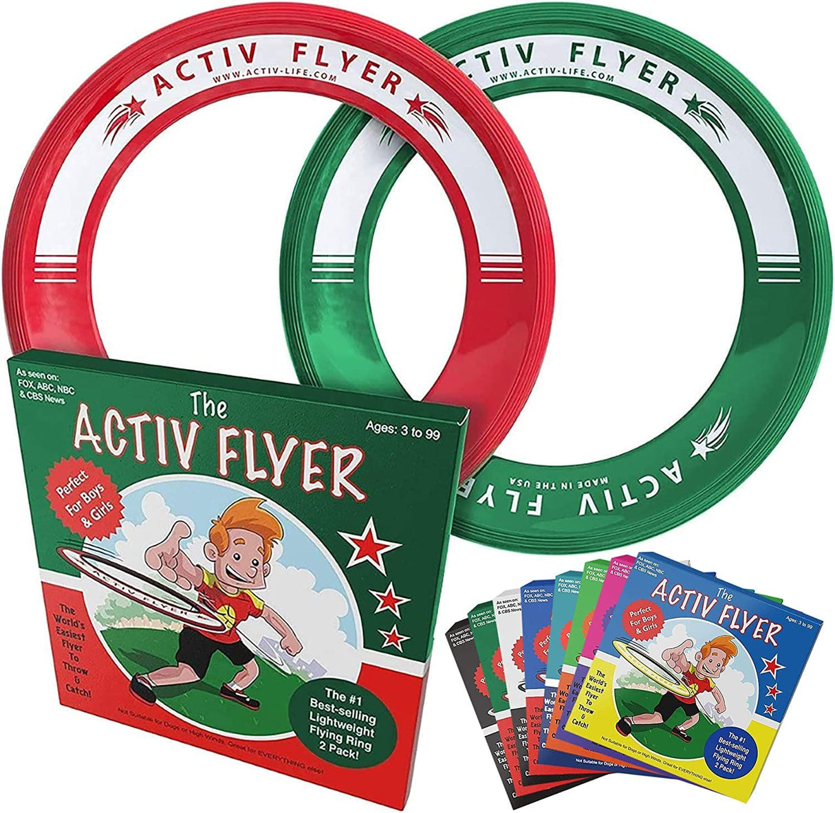 Activ Life Kid’s Flying Rings [2 Pack] They Fly Straight & Don’t Hurt! 80% Lighter Than Standard Frisbees - Replace Screen Time with Healthy Family Fun - Get Outside & Play! Proudly Made in The USA