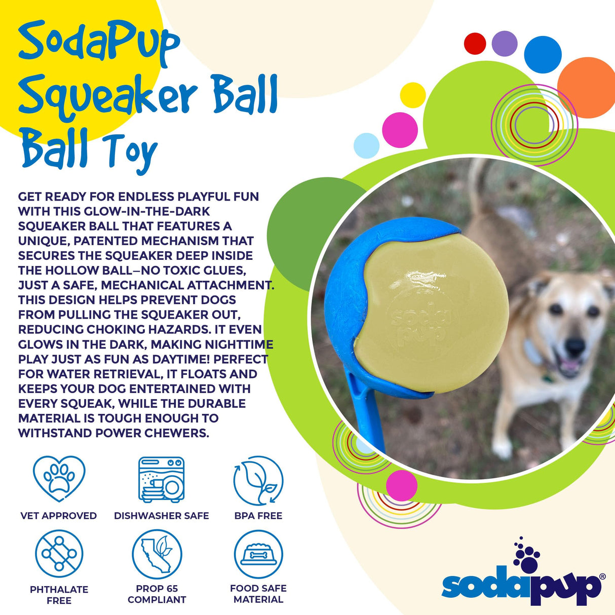 SodaPup USA-K9 Stars & Stripes – Durable Dog Ball Toy & Chew Toy Made in USA from Non-Toxic, Pet-Safe, Food Safe Natural Rubber for Bonding, Mental & Physical Exercise, Problem Chewing, Calming & More