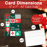 Merry Christmas Cards for Business & Family (Variety Pack 4 Holiday Designs) Greeting Card Set Pack of 20 Holiday Cards with Envelopes (5x7 inch - A7) Office, Work, Employees & Clients VP2405