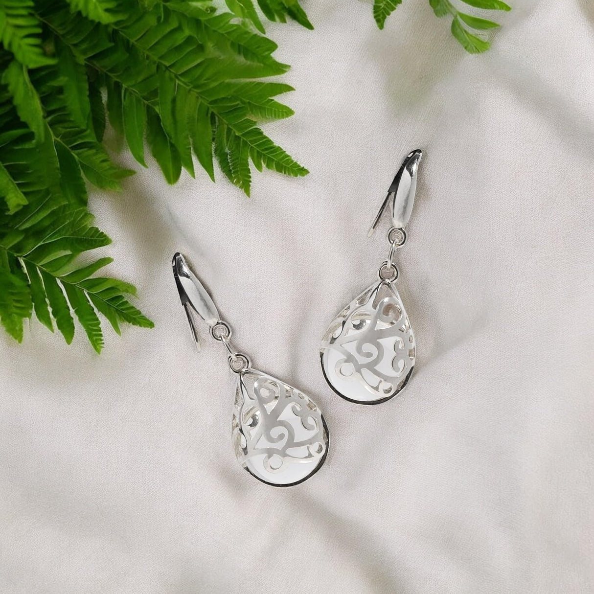 Bottled Up Designs Handmade Filigree Teardrop Earrings, Recycled Vintage Mason Jar, Sterling Silver, Eco Friendly, Made in USA, Mothers Day, Women, Anniversary (Mason Jar Aqua)