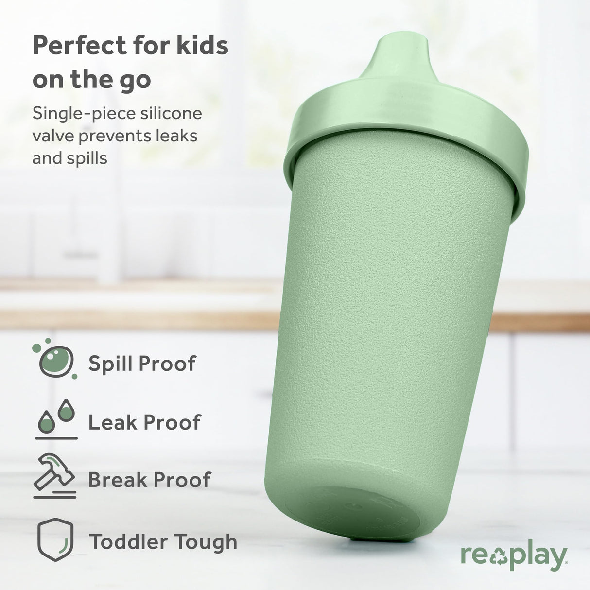 Re-Play Made in USA 10 Oz. Sippy Cups for Toddlers, Pack of 4 - Reusable Spill Proof Cups for Kids, Dishwasher/Microwave Safe - Hard Spout Sippy Cups for Toddlers 3.13" x 6.25", Desert Roses