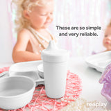 Re-Play Made in USA 10 Oz. Sippy Cups for Toddlers, Pack of 4 - Reusable Spill Proof Cups for Kids, Dishwasher/Microwave Safe - Hard Spout Sippy Cups for Toddlers 3.13" x 6.25", Desert Roses
