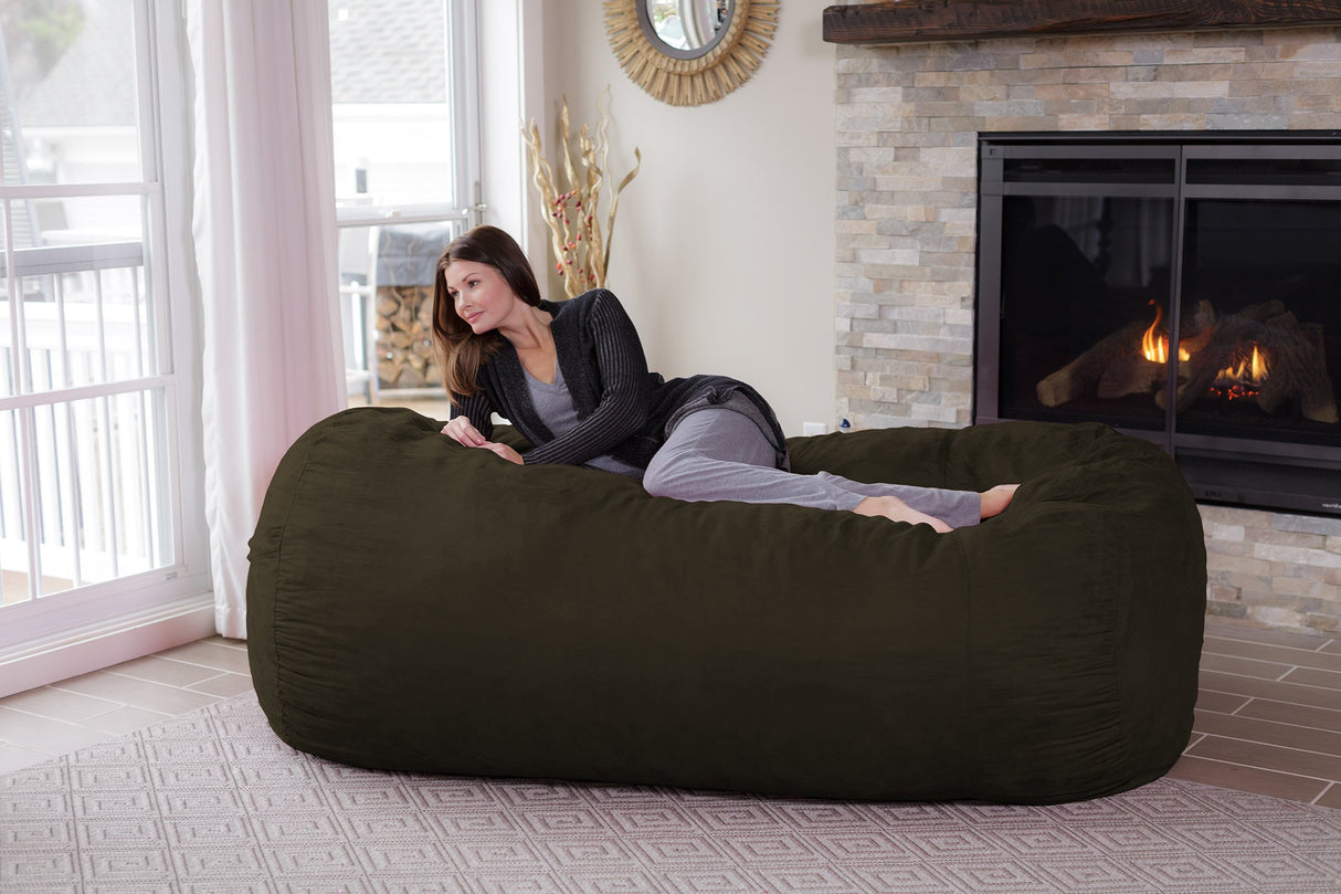 Chill Sack Memory Foam Bean Bag Lounger, 7.5-Feet, Red Furry