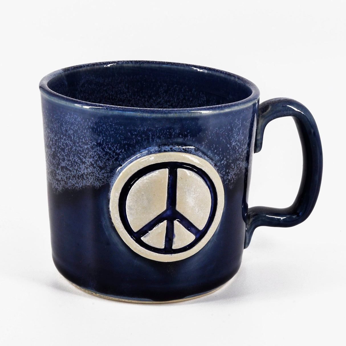 Handmade Coffee Mug - Peace Sign 14oz Blue