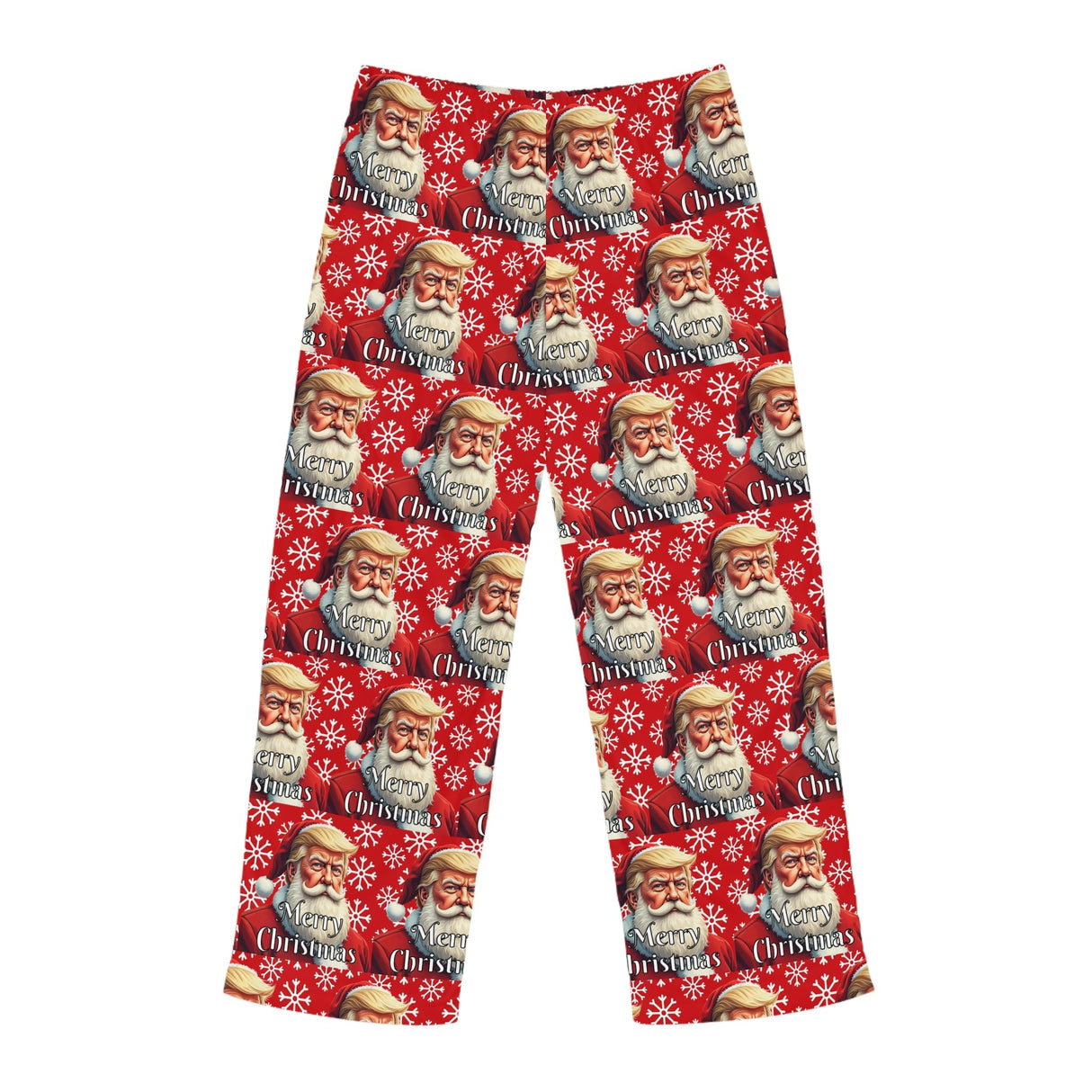 Merry Christmas Santa Trump Drawstring Holiday Polyester Made in U.S.A. Custom Made Men's Comfy Pajama Pants (AOP)