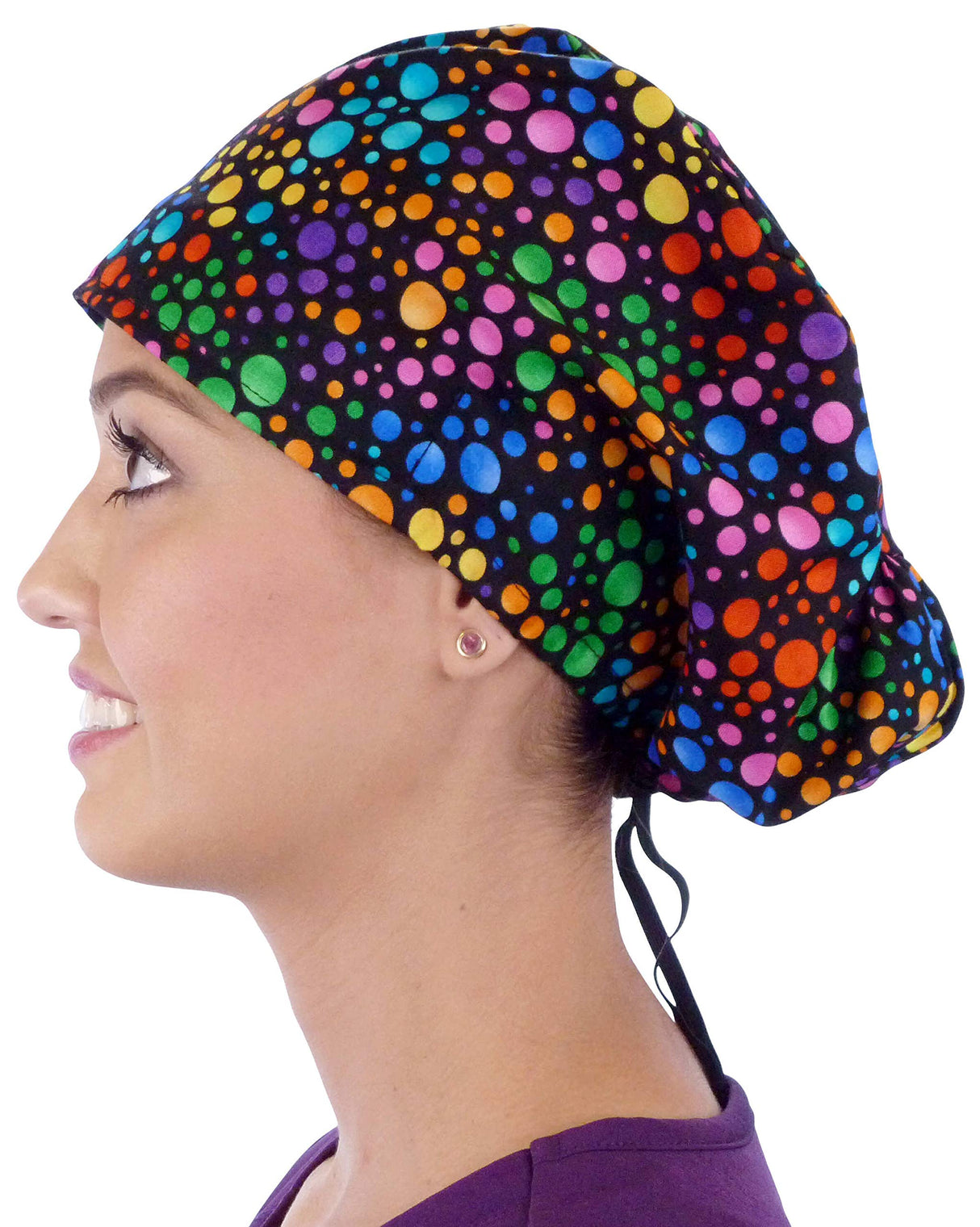 Sparkling EARTH Riley Medical Scrub Caps with Flat Front and Roomy Back - Adjustable Cord Lock Closure - Made in The USA!