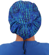 Sparkling EARTH Riley Medical Scrub Caps with Flat Front and Roomy Back - Adjustable Cord Lock Closure - Made in The USA!
