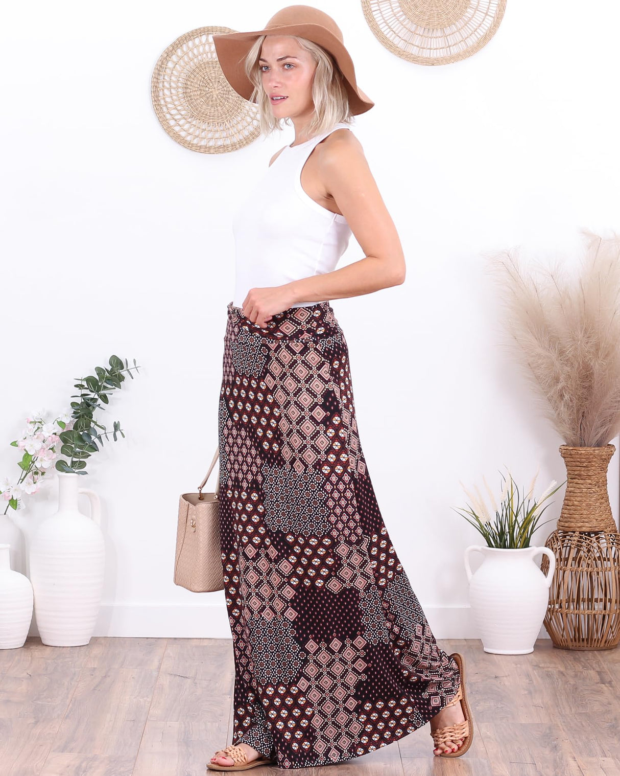 Popana Womens Long Maxi Skirt - Made in USA Long Skirts for Women Trendy - Casual Convertible Sundress Plus Size Maxi Skirt