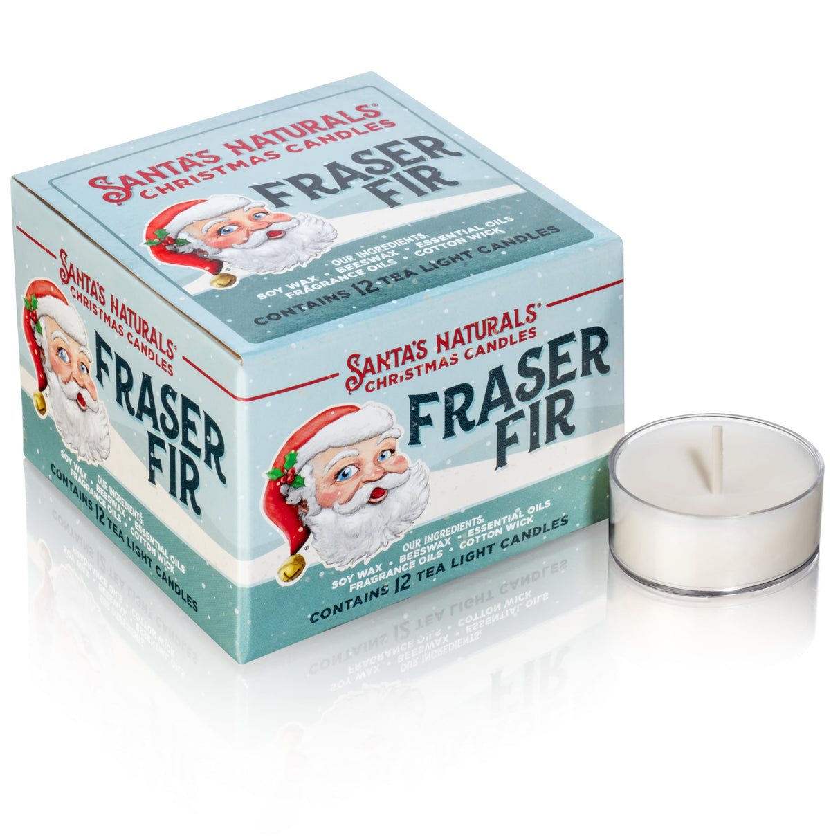 Santa's Naturals Fraser Fir Christmas Candle (9oz) | Authentic Pine Scent | Christmas Gift | Burns 30+ Hours | Made in USA | Soy and Beeswax Blend with Essential Oils | Holiday Candle