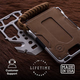 Dango Slim Minimalist Wallet for Men - RFID Blocking - Leather- Bifold, Rawhide/Raw Aluminum