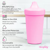 Re-Play Made in USA 10 Oz. Sippy Cups for Toddlers, Pack of 4 - Reusable Spill Proof Cups for Kids, Dishwasher/Microwave Safe - Hard Spout Sippy Cups for Toddlers 3.13" x 6.25", Desert Roses
