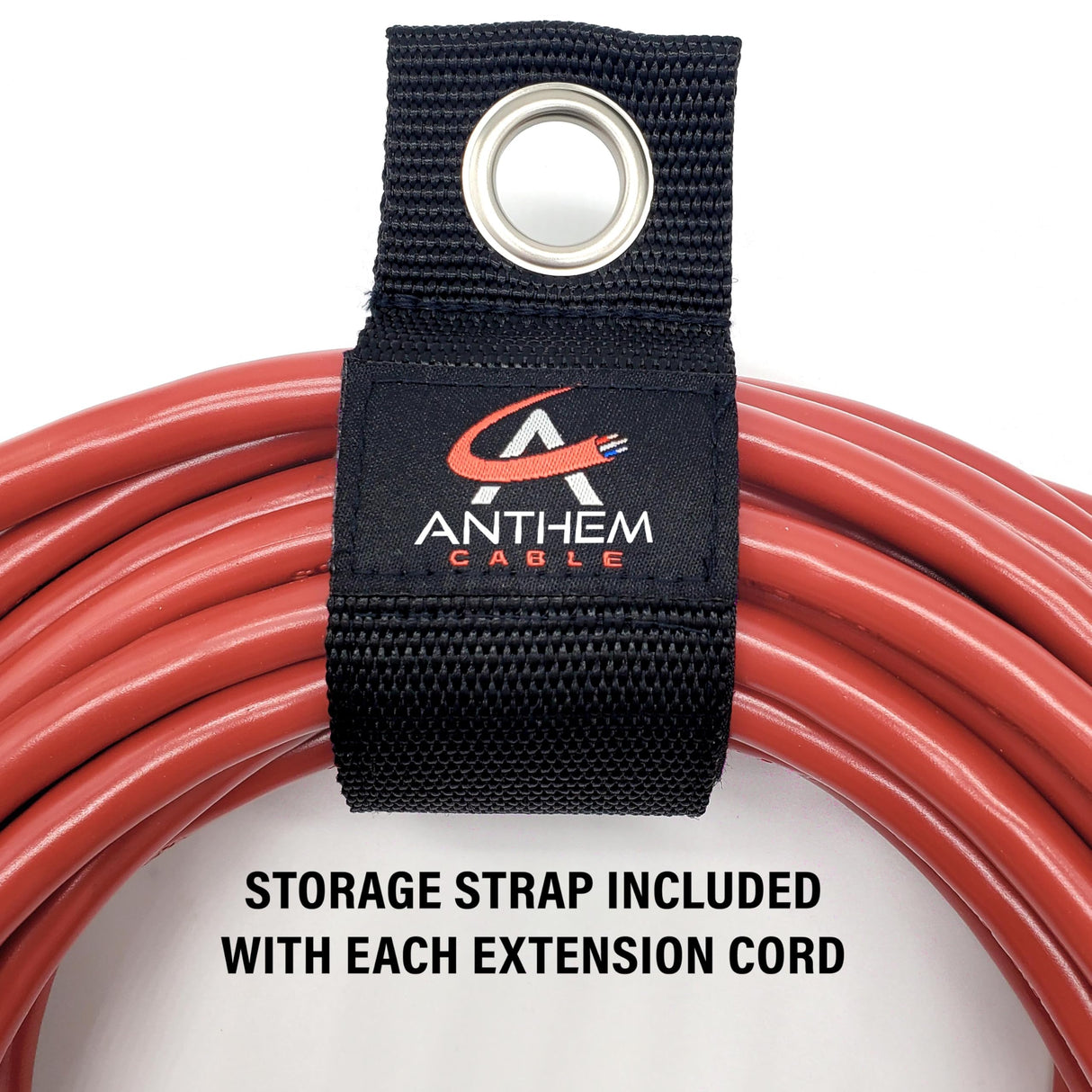 50 ft - 14 Gauge Extension Cord Outdoor - Made in USA - Lighted on Both Ends - Red Outdoor Extension Cord Waterproof by Anthem Cable - Heavy Duty Extension Cord 50 ft 15 Amp Extension Cord