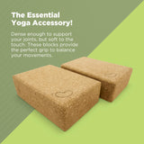 Bean Products Yoga Blocks, Standard & Large Sizes - Studio Grade, Non-Slip, Made from Eco Friendly Materials - 100% Natural Cork or Foam - Improves Stability & Alignment - Single Block or 2 Pack Sets