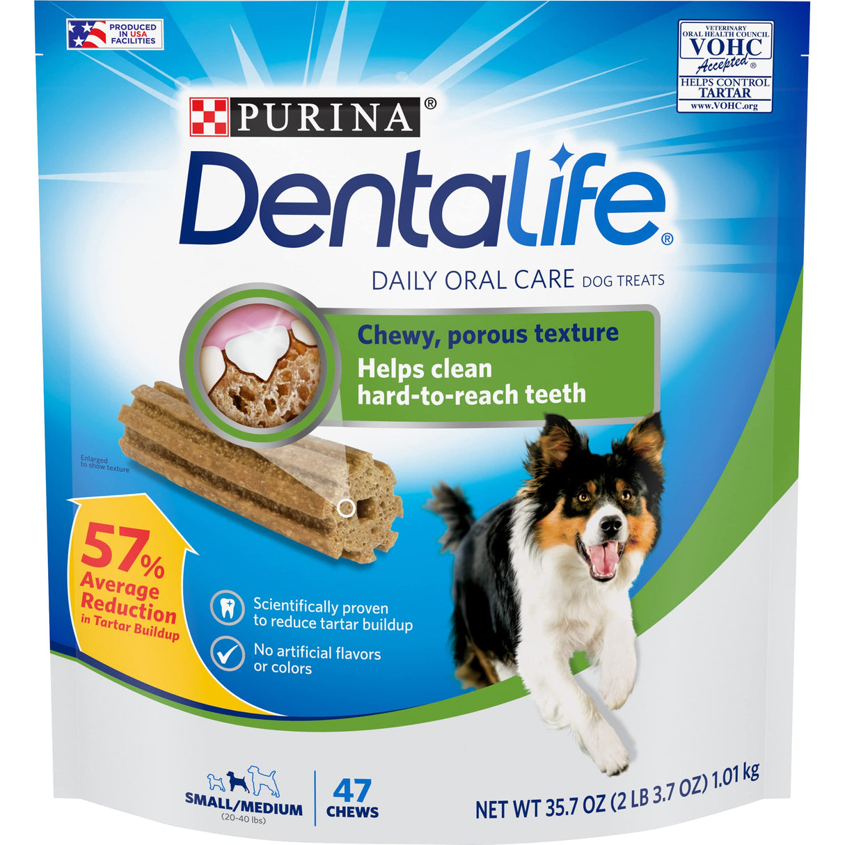 Purina Dentalife Daily Oral Care Chicken Flavor Small/Medium Breed Dog Dental Chews – 28.5 oz pouch (40ct)