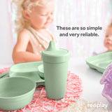 Re-Play Made in USA 10 Oz. Sippy Cups for Toddlers, Pack of 4 - Reusable Spill Proof Cups for Kids, Dishwasher/Microwave Safe - Hard Spout Sippy Cups for Toddlers 3.13" x 6.25", Desert Roses