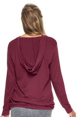 Expert Brand USA-Made Women's Lenzing Modal Soft Casual MoCA V-Neck Cinch Plant-Based Hoodie