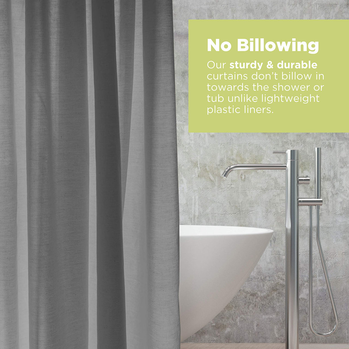 Bean Products Hemp White Shower Curtain [70" x 74"] | All Natural Materials - Made in USA | Works with Tub, Bath and Stall Showers
