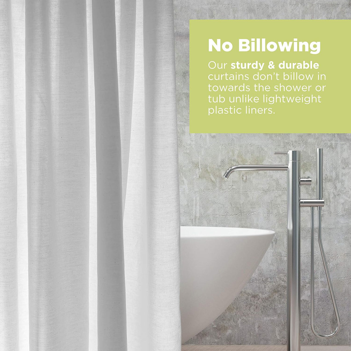 Bean Products Organic Cotton Stall Shower Curtain (White), [54" x 74"] | All Natural Materials | Works with Tub, Bath and Stall Showers