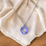 Bottled Up Designs Handmade Glass Hoop Necklace, Recycled Antique Bottles, Made in USA, Birthday Gifts, Mothers Day, Women, Anniversary (Cobalt 1960s Skin Cream Jar)