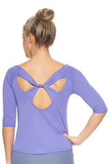 Expert Brand USA-Made Women's MoCA Cotton Blend 3/4 Sleeve Cross Back Shirt