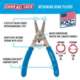 Channellock 927 8-Inch Snap Ring Plier | Precision Circlip Retaining Ring Pliers | Includes 5 Pairs of Interchangeable Tips | Made in the USA