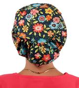 Sparkling EARTH Riley Medical Scrub Caps with Flat Front and Roomy Back - Adjustable Cord Lock Closure - Made in The USA!