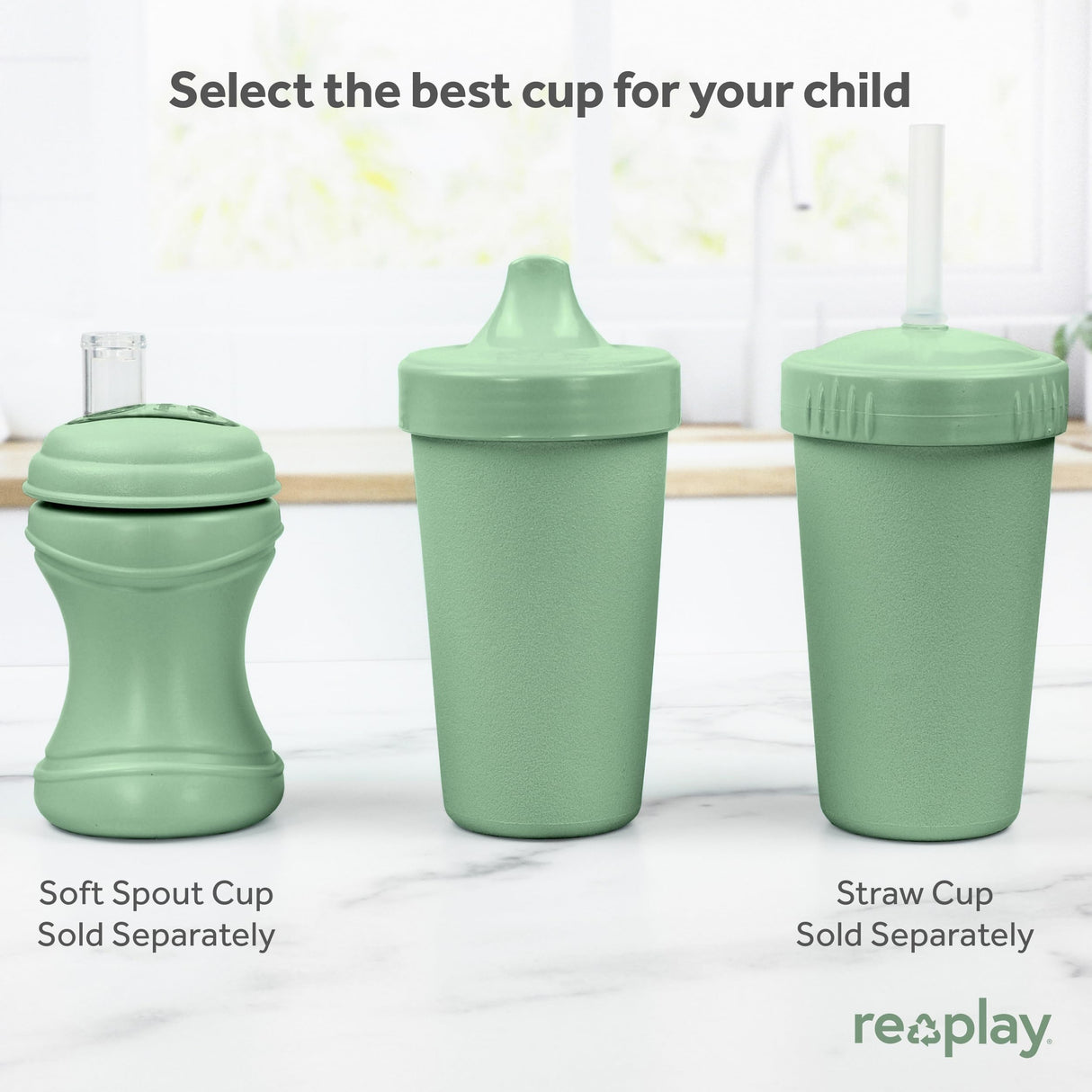 Re-Play Made in USA 10 Oz. Sippy Cups for Toddlers, Pack of 4 - Reusable Spill Proof Cups for Kids, Dishwasher/Microwave Safe - Hard Spout Sippy Cups for Toddlers 3.13" x 6.25", Desert Roses