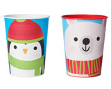 American Greetings 8-Count 16 oz. Reusable Plastic Cups, Santa and Snowman Christmas Party Supplies