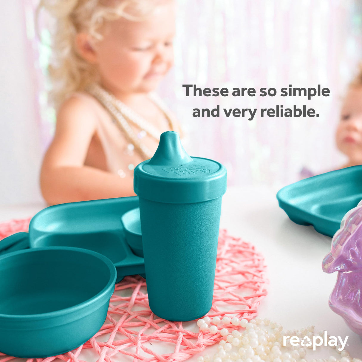 Re-Play Made in USA 10 Oz. Sippy Cups for Toddlers, Pack of 4 - Reusable Spill Proof Cups for Kids, Dishwasher/Microwave Safe - Hard Spout Sippy Cups for Toddlers 3.13" x 6.25", Desert Roses