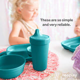 Re-Play Made in USA 10 Oz. Sippy Cups for Toddlers, Pack of 4 - Reusable Spill Proof Cups for Kids, Dishwasher/Microwave Safe - Hard Spout Sippy Cups for Toddlers 3.13" x 6.25", Desert Roses