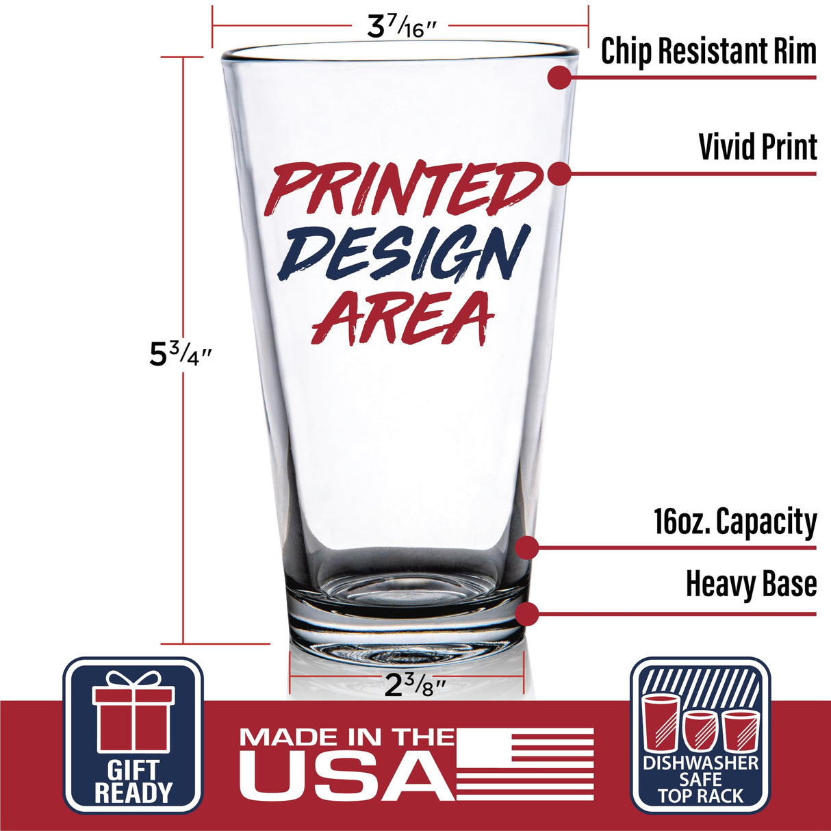 Trump Vance MAGA Trumpican 16 oz Pint Beer Glass Made in America & Dishwasher Safe! Gift Box Included | Trump 2024 Patriot Gift | Gifts For Men | Made In USA