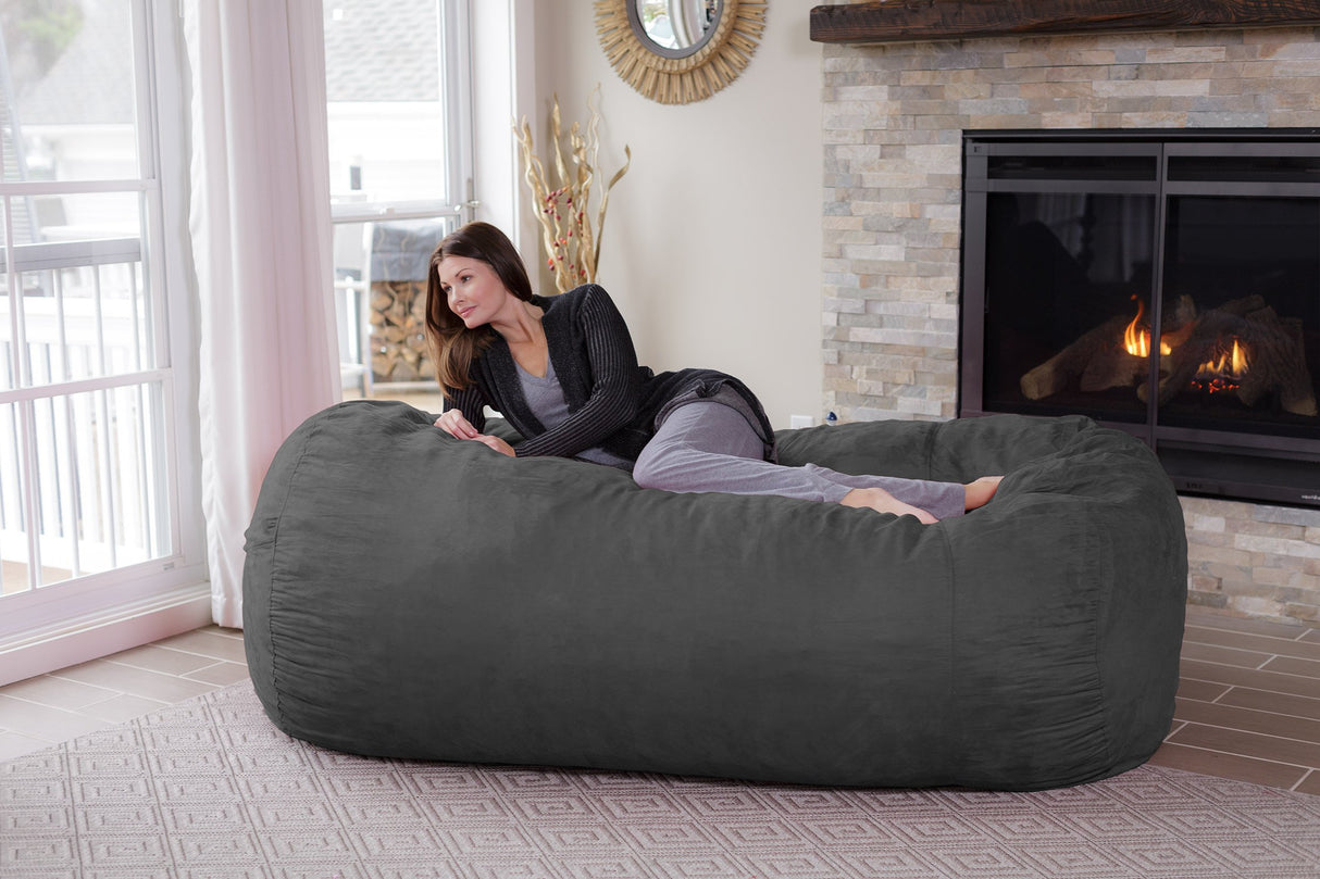 Chill Sack Memory Foam Bean Bag Lounger, 7.5-Feet, Red Furry