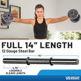 US Weight Adjustable 42LB Dumbbell Set with Spring Clips, 14" Knurled Bars – Made in USA, Essential Home Gym Equipment for Strength Training
