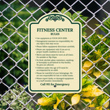 Sigo Signs, Fitness Center Rules Use Equipment at Your Own Risk Décor Sign, Green Light, 12x18 Inches, ACM, Fade Resistant, Made in USA