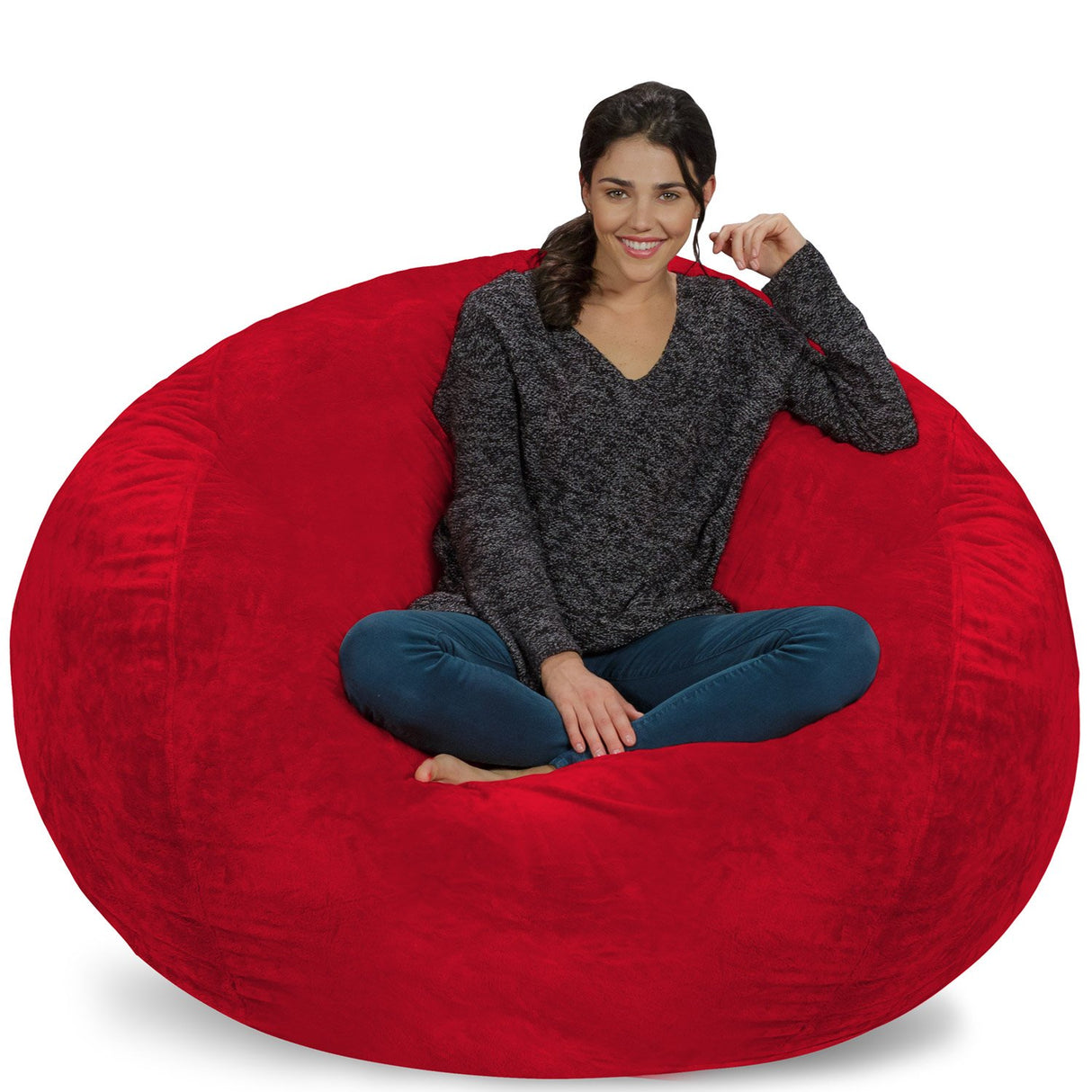Chill Sack Bean Bag Chair: Giant 5' Memory Foam Furniture Bean Bag - Big Sofa with Soft Micro Fiber Cover - Black