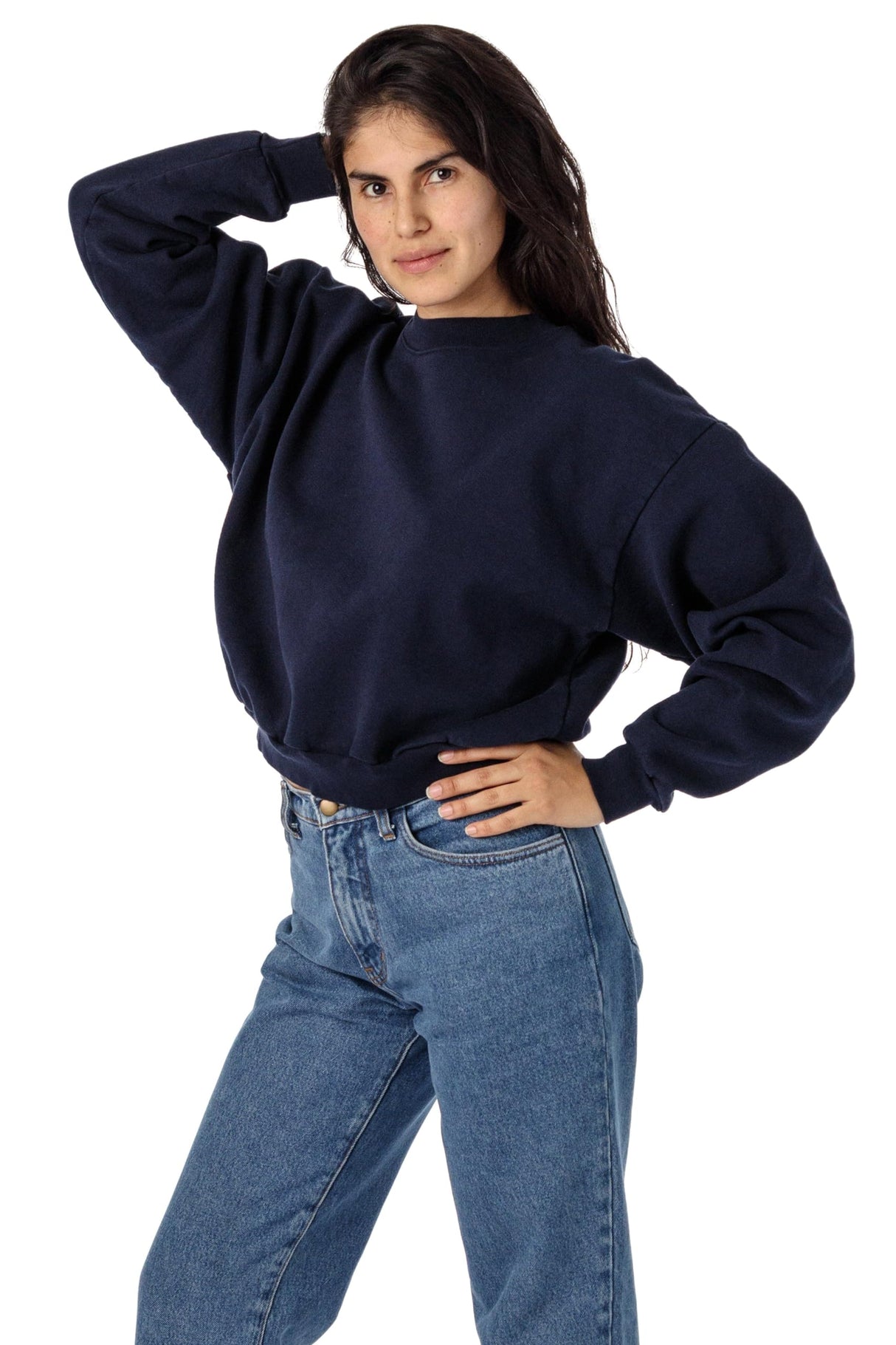 Los Angeles Apparel Heavy Fleece Cropped Mock Neck Pullover (Garment Dye)