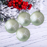 Glass Christmas Tree Ornaments - 67mm/2.625" [4 Pieces] Decorated Balls from Christmas by Krebs Seamless Hanging Holiday Decor (Frost with Blue & Silver Bethlehem Scene)