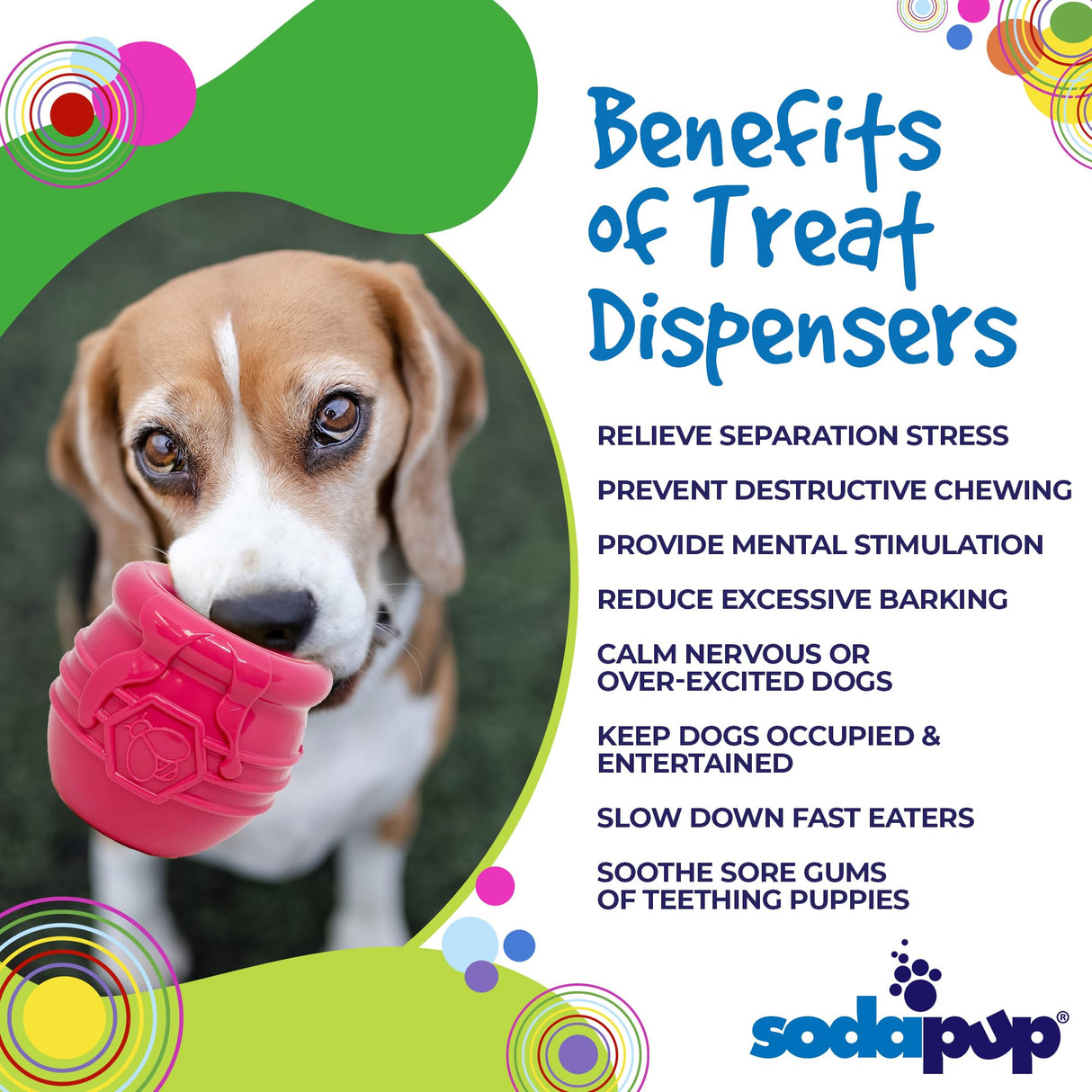 SodaPup Honey Pot – Durable Dog Treat Dispenser & Enrichment Toy Made in USA from Non-Toxic, Pet Safe, Food Safe Natural Rubber Material for Mental Stimulation, Problem Chewing, Calming Nerves, & More