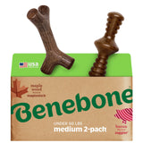 Benebone 2-pack Wishbone/Dental Durable Dog Chew Toys, Dog Toys for Aggressive Chewers, Real Bacon, Made in USA, Medium