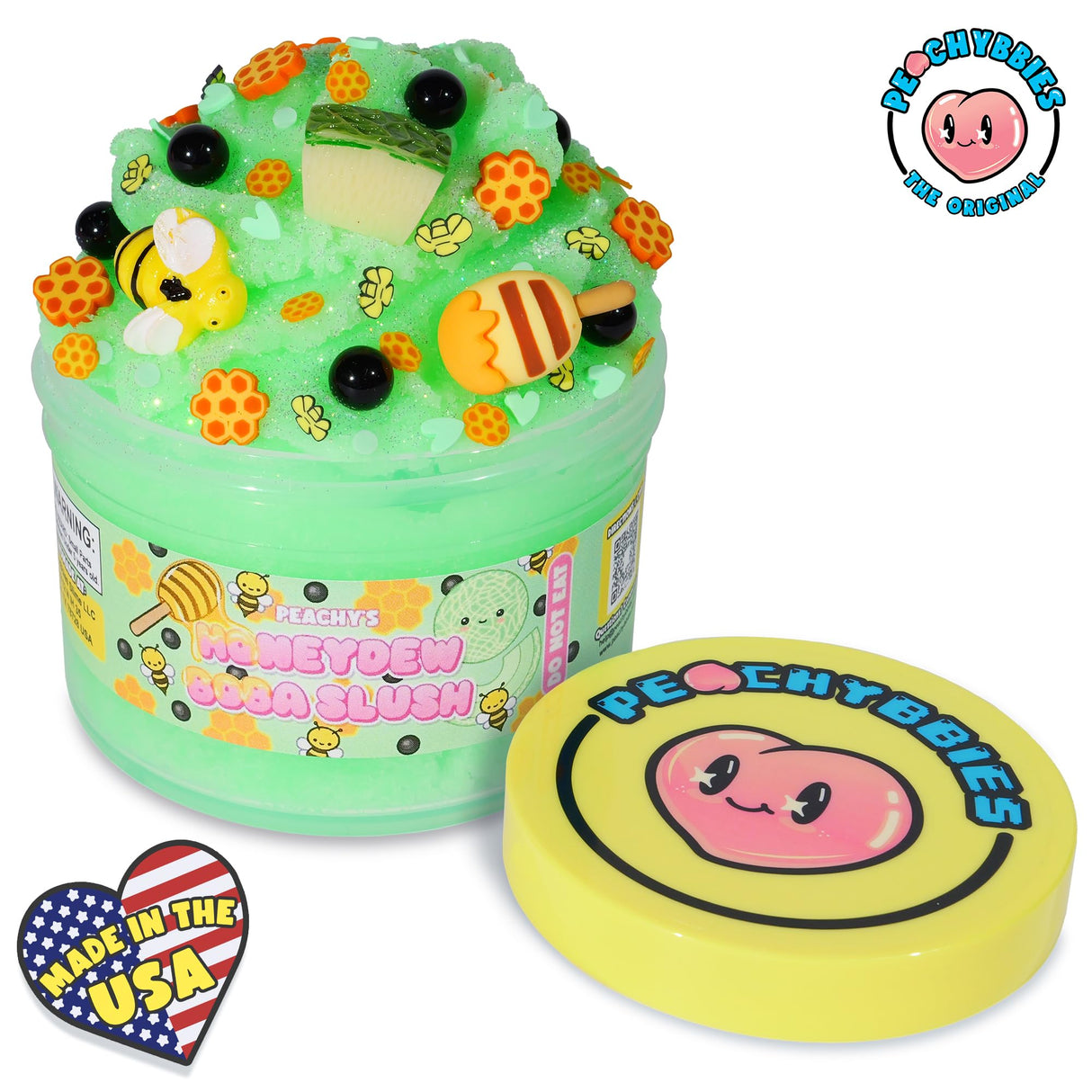 Honeydew Boba Slush Slime, Made in USA Premium Slime, 100% Authentic Peachybbies, 7 oz. ICEE, Scented Slime for Kids from The Original Peachybbies Slime Shop, ASMR, Limited Edition