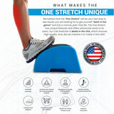 Multitask hands free while you stretch your calves for plantar fasciitis, foot pain, Achilles tendinitis, and more. Made in the USA. (Blue)