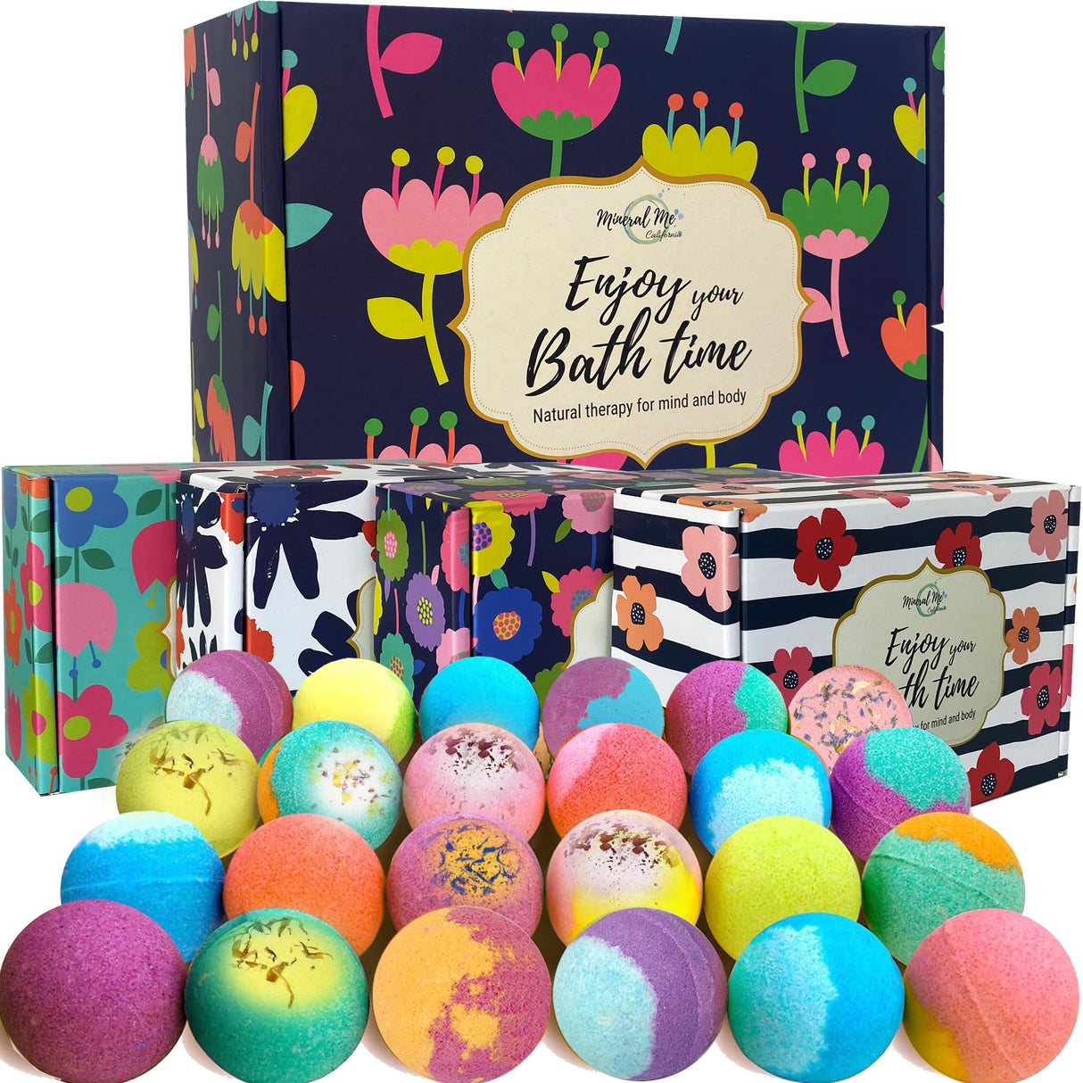 Bath Bombs for Women Relaxing Gift Set - 24 Natural and Organic Bath Bombs with Essential Oils & Moisturizing Shea Butter, Self Care Christmas Gift for Women, Wife, Sister, Her, Kids, Stocking Stuffer