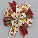 Christmas Cardinal Snowman Gingham Wreath Bow - Package Perfect Bows Made in USA