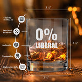 0% Liberal | Republican Trump Glass | 11 oz Bourbon Whiskey Rock Glass | Old Fashioned Whiskey Tasting Glasses For Men | Retirement Gifts For Men | Made In USA