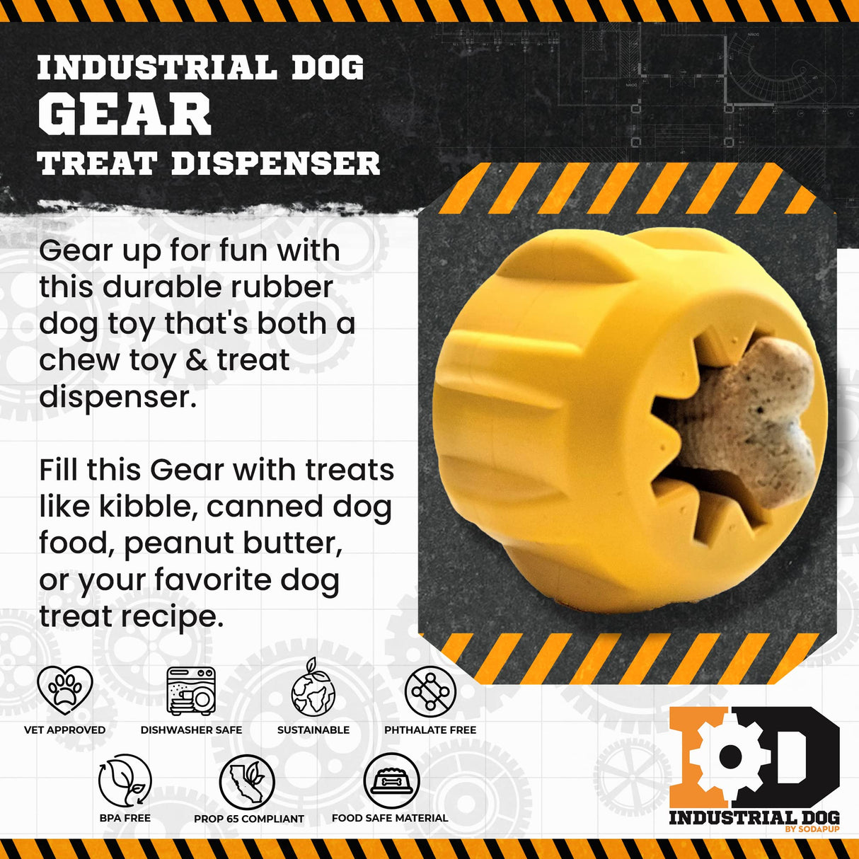 SodaPup Honey Pot – Durable Dog Treat Dispenser & Enrichment Toy Made in USA from Non-Toxic, Pet Safe, Food Safe Natural Rubber Material for Mental Stimulation, Problem Chewing, Calming Nerves, & More