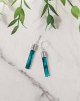 Recycled Antique Bottle and Dishware and Sterling Silver Bottoms Up Lever Back Earrings (Vintage Mason Jar)